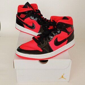 Air Jordan 1 Mid Women’s Sneakers Size 10 Bright Crimson/Black